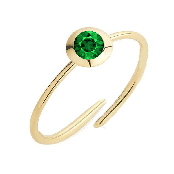 Birthstone Ring Mai 375er (9kt) Gelbgold mit Smaragd Grün 0.30ct