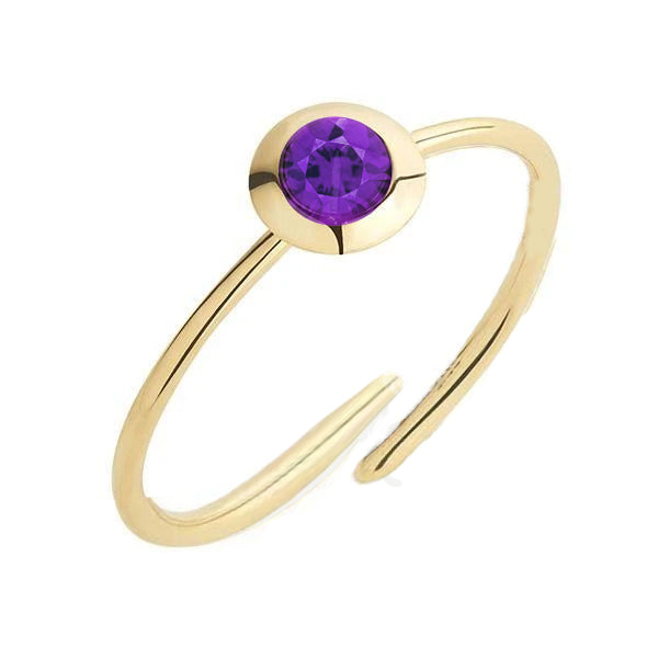Birthstone Ring Februar 375er (9kt) Gelbgold mit violetter Amethyst 0.30ct