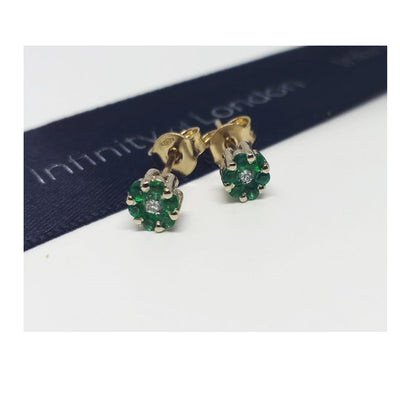 Ohrstecker Ohrringe Damen mit Smaragden und Diamanten in 750er Gelbgold