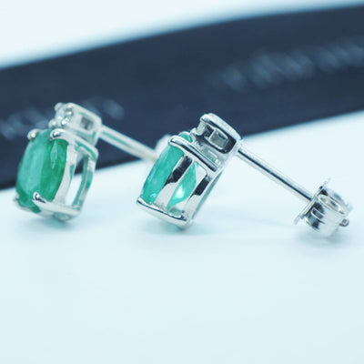 Ohrringe Smaragd und Diamanten Weißgold - E190