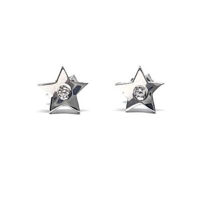 Diamanten Stern Ohrringe Weißgold - Eb021