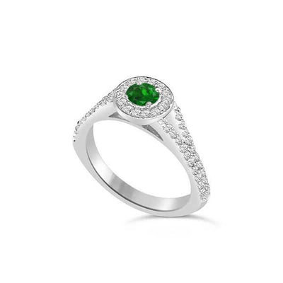 Solitär Ring Diamant Und Smaragd Weißgold R964