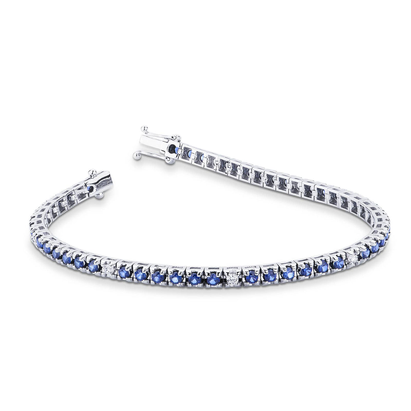 Tennis Armband Blau Saphir mit Diamanten - 2.80kt