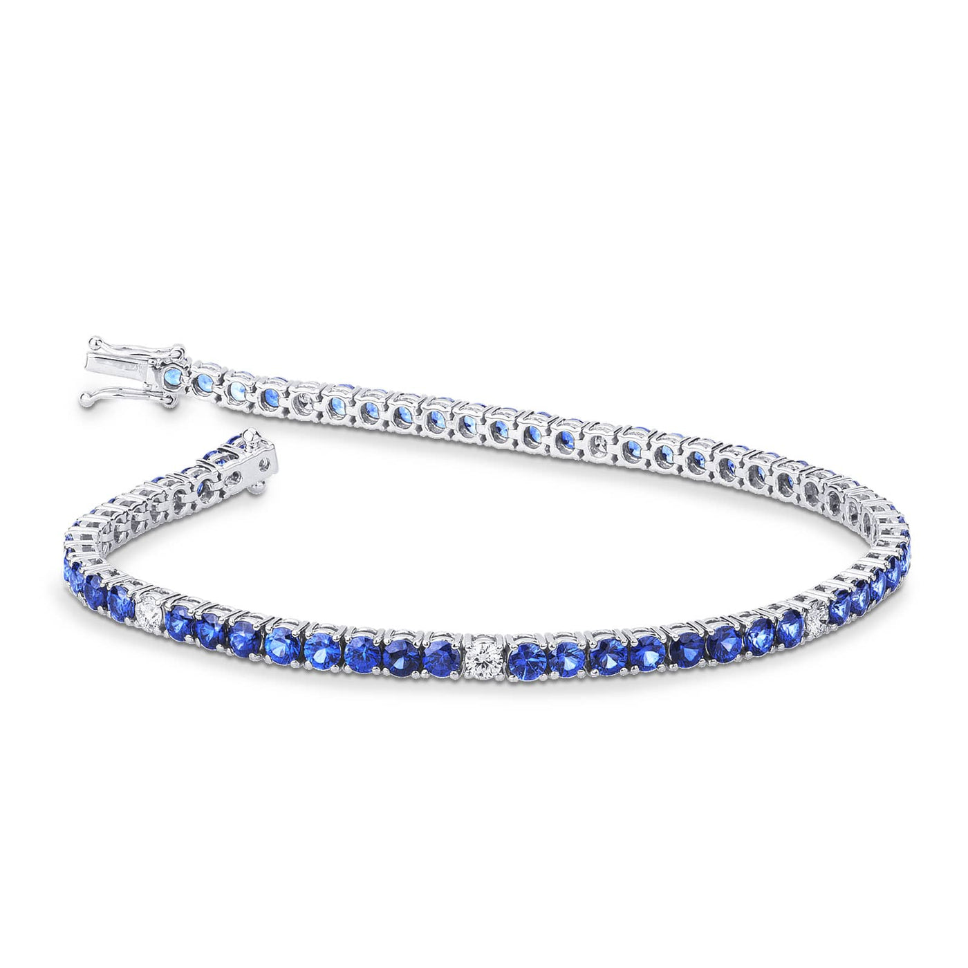 Tennis Armband Blau Saphir mit Diamanten - 7.50kt