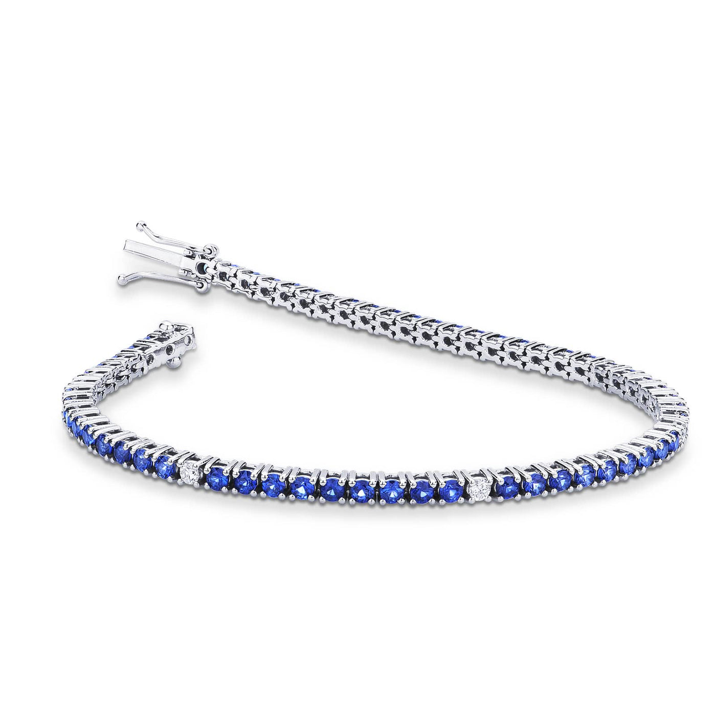 Tennis Armband Blau Saphir mit Diamanten - 4.60kt