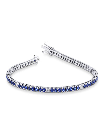 Tennis Armband Blau Saphir mit Diamanten - 3.40kt