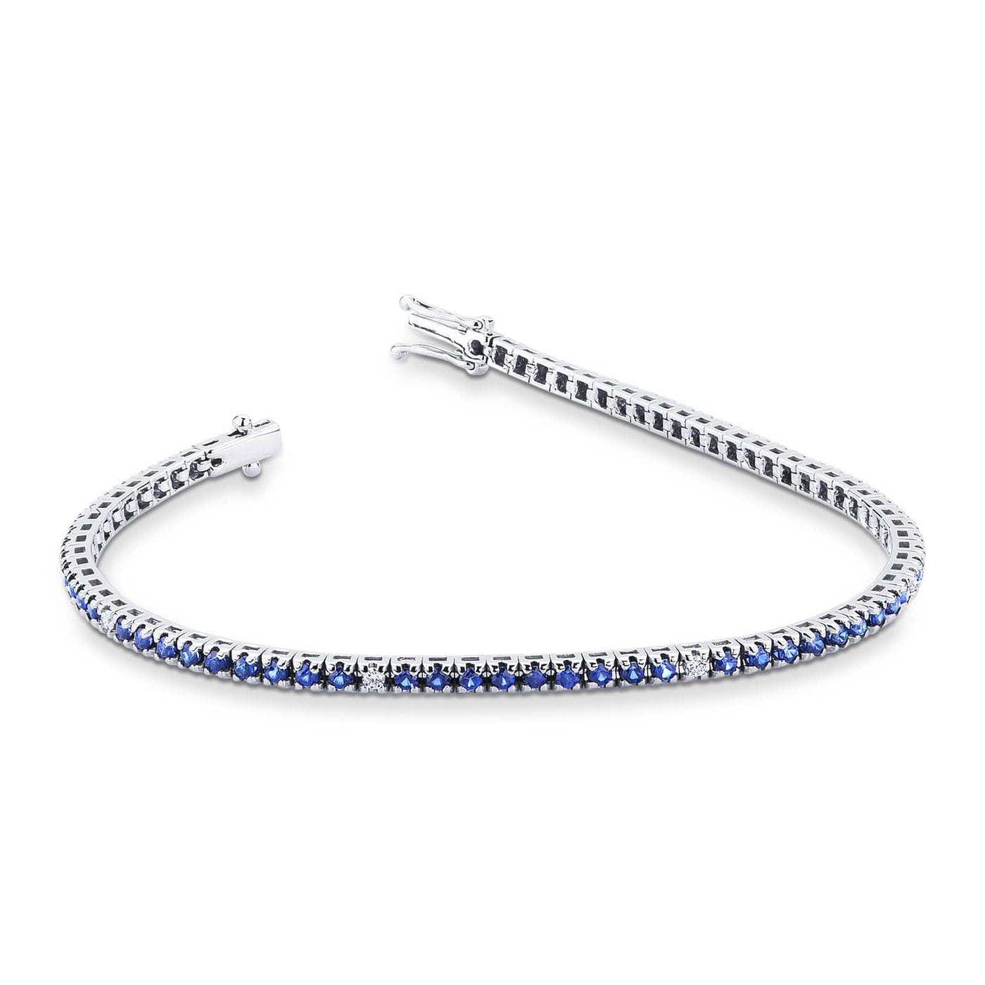 Tennis Armband Blau Saphir mit Diamanten - 2.20kt