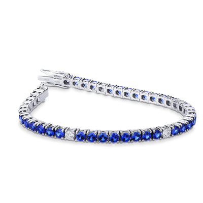 Tennis Armband Blau Saphir mit Diamanten - 9.50kt