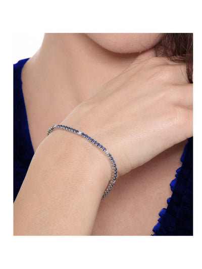 Tennis Armband Blau Saphir mit Diamanten - 3.40kt