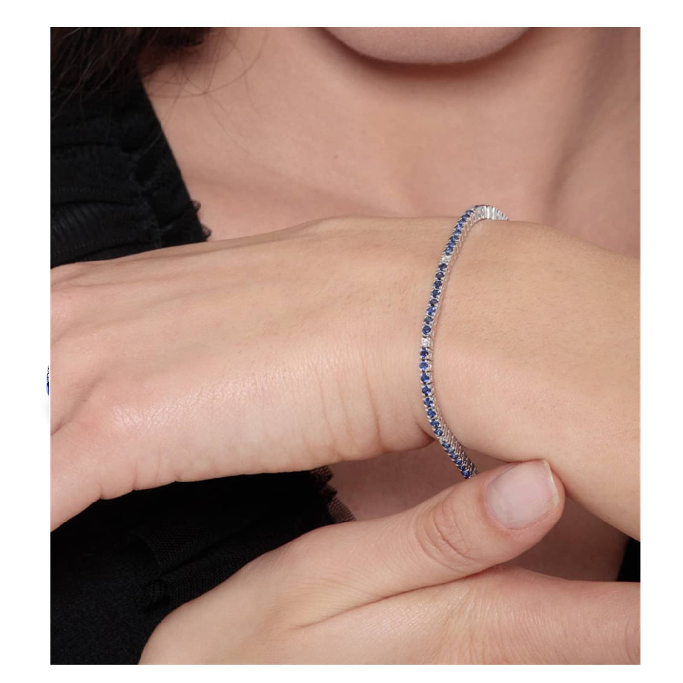 Tennis Armband Blau Saphir mit Diamanten - 3.00kt